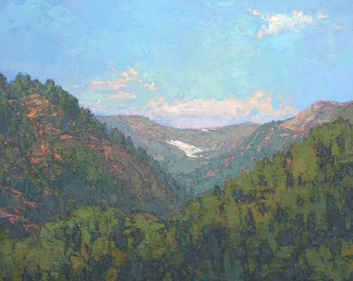 contemporary landscape oil painting of wilderness area in the Ragged Mountains, Colorado
