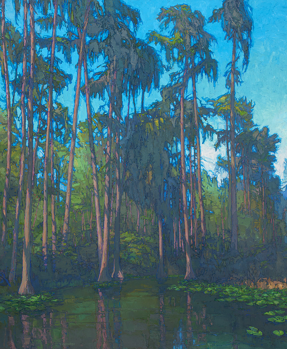 contemporary landscape oil painting of Okeefenokee Swamp wilderness