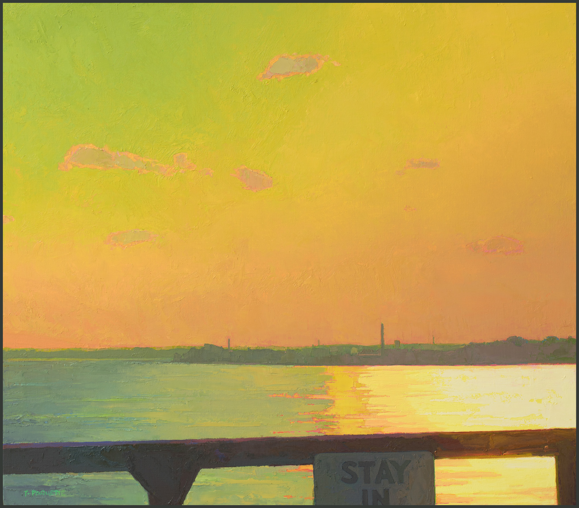 "Stay In" Mississippi River oil painting near Burlington, IA