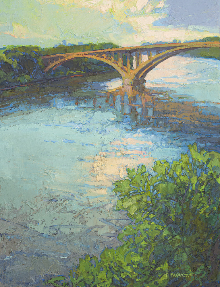 Twin Cities Minnesota bridge oil painting by Thomas Paquette
