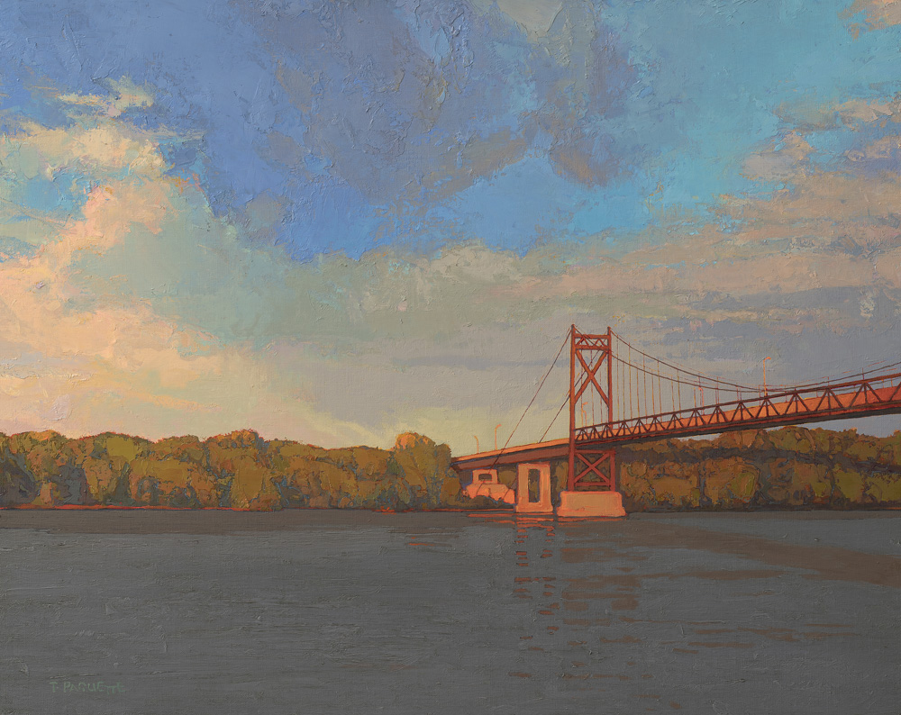Mississippi River bridge oil painting