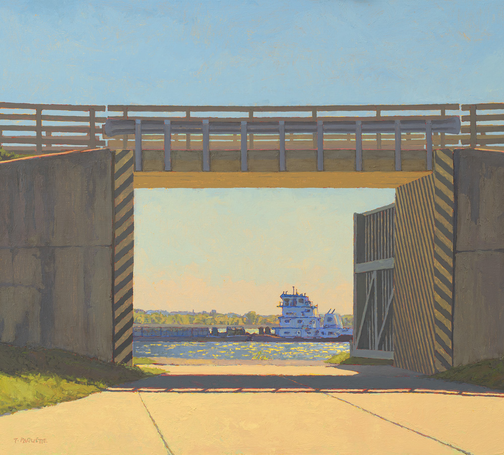 Alton, IL, floodgate oil painting