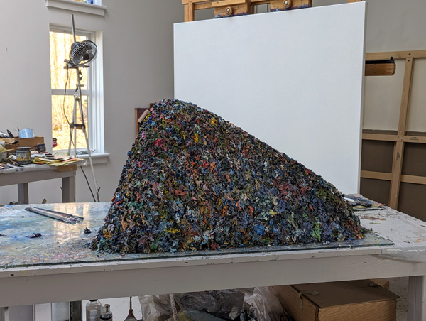 Paint "mountain" on palette in Paquette studio.